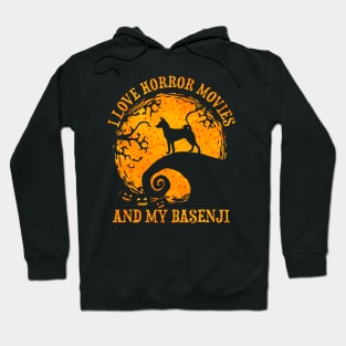 I Love Horror Movies And My Basenji Funny Dog Halloween Costume Hoodie